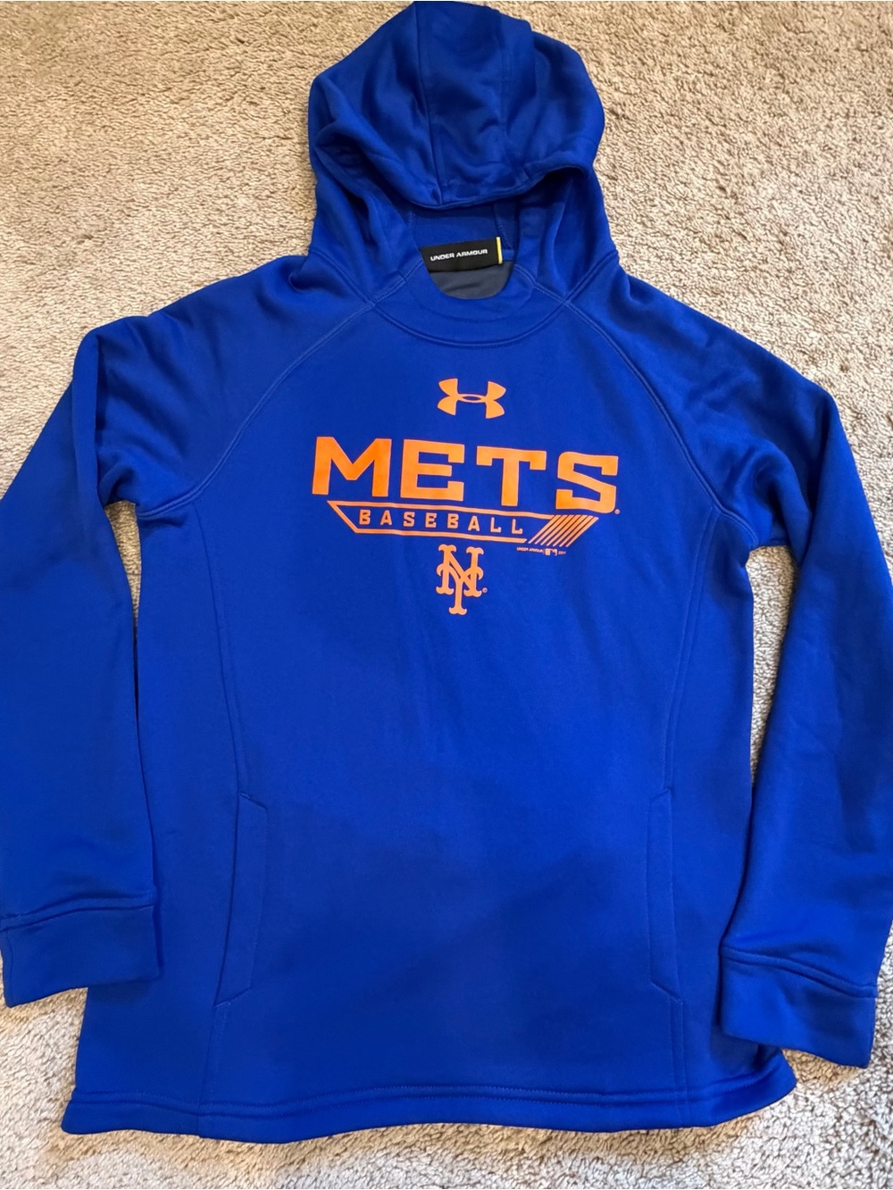 Under Armour New York Mets Royal Blue Pullover Hoodie Youth Large
